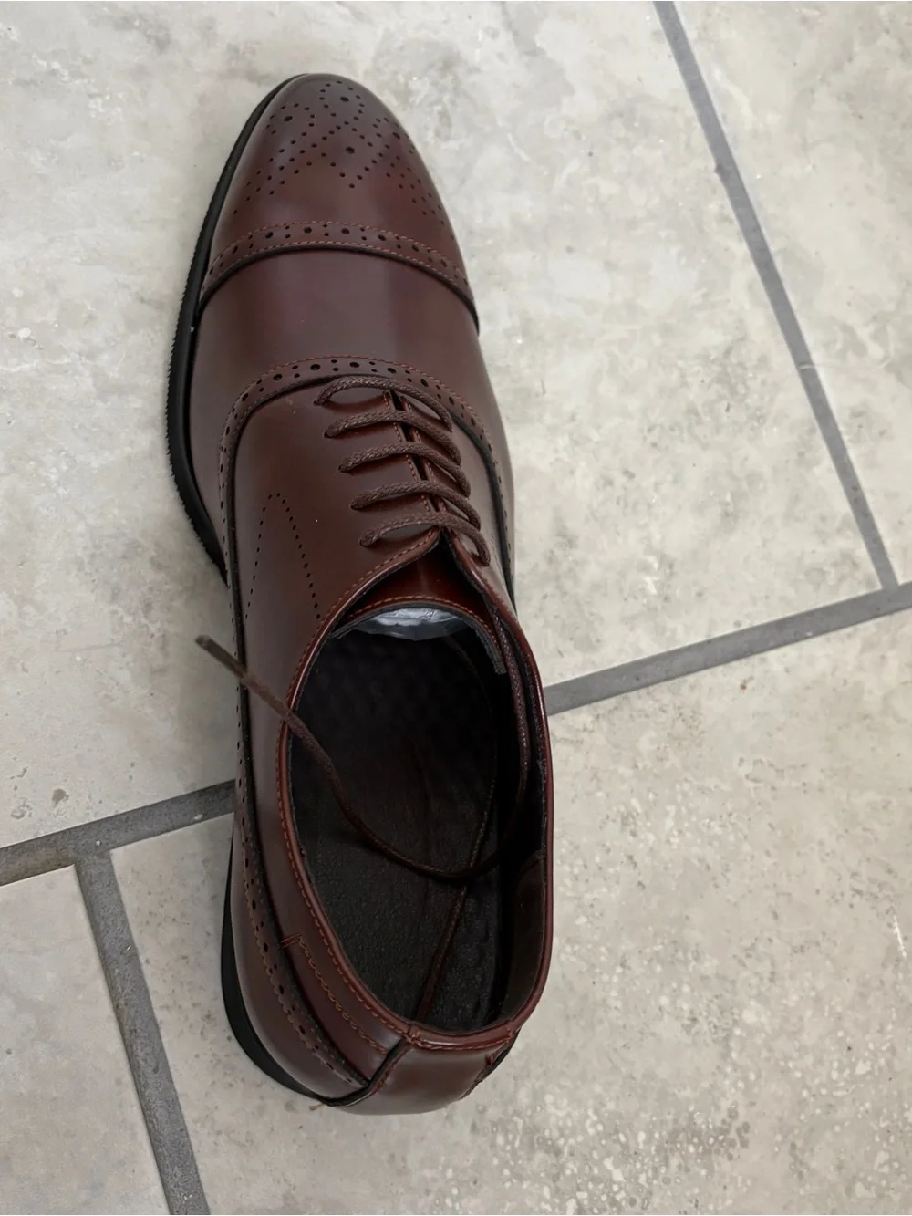 Men's Brown Leather Cap-Toe Oxford Dress Shoe size 46 (12-12.5 US)
